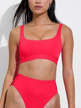 Left on Friday Neon Red Double Scoop Top Size Large